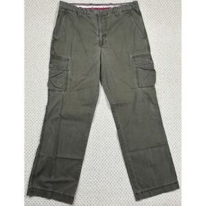 Dockers Pants Mens 38x33 Green Cargo Flat Front Relaxed Fit Field Khakis
